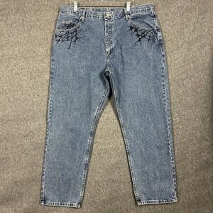 Wrangler Jeans Mens 40x30 Blue Relaxed Fit Custom Distressed Goth Street Y2K